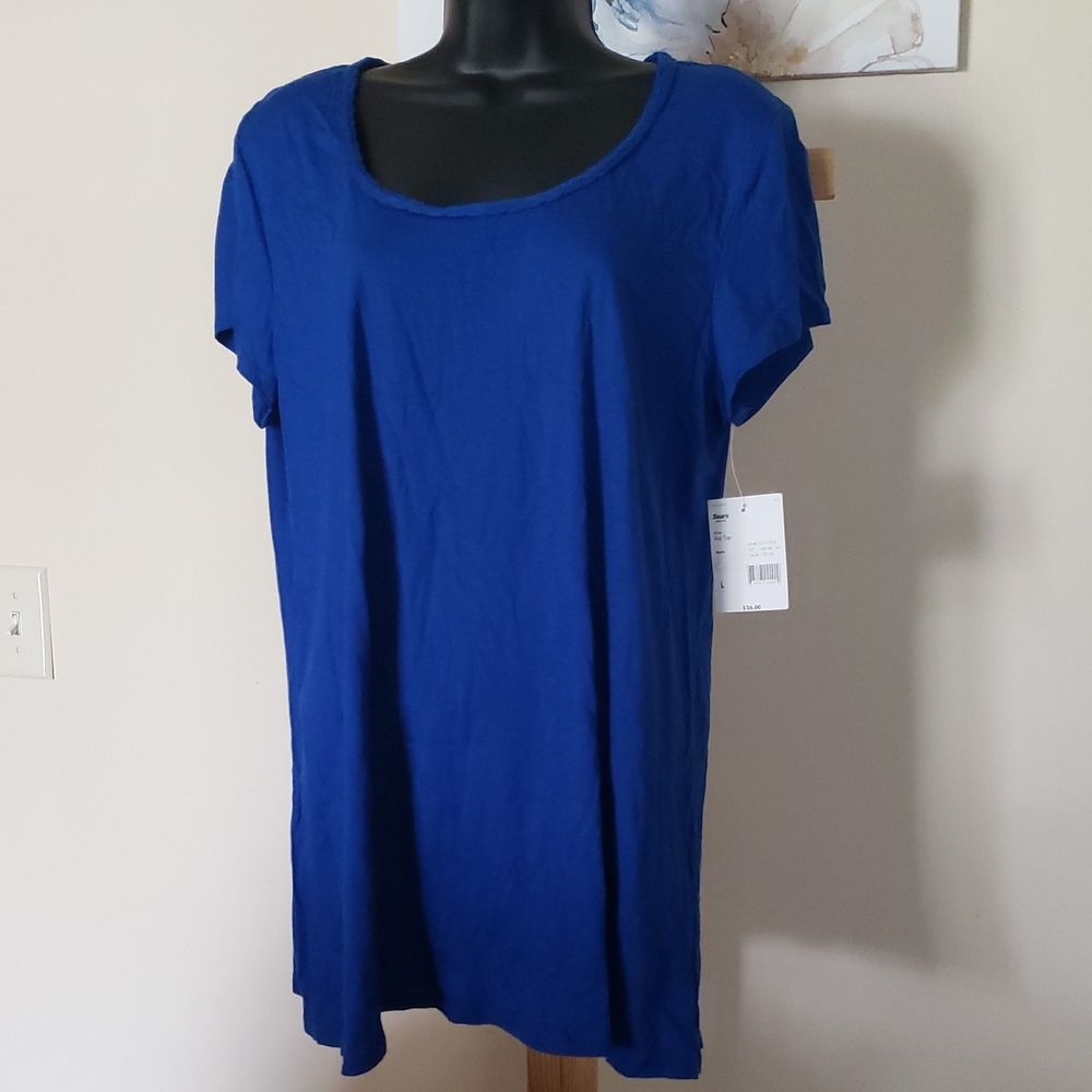 Laura Scott Short Sleeve Scoop Neck Tee - Royal Blue